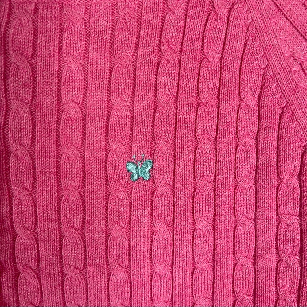 Aeropostale 90s Fitted Cable Knit Pink Sweater Pullover Rounded Neck Pink - Picture 3 of 7